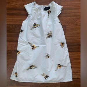 Victoria Beckham Target Girls XS White Dress Bee Print Pockets Cotton RN 17730